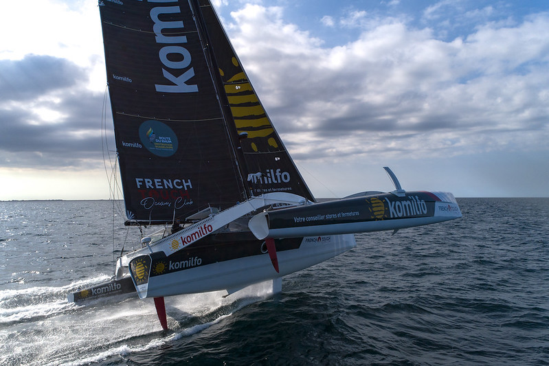 trimaran komilfo sport d'éric péron sur un patin