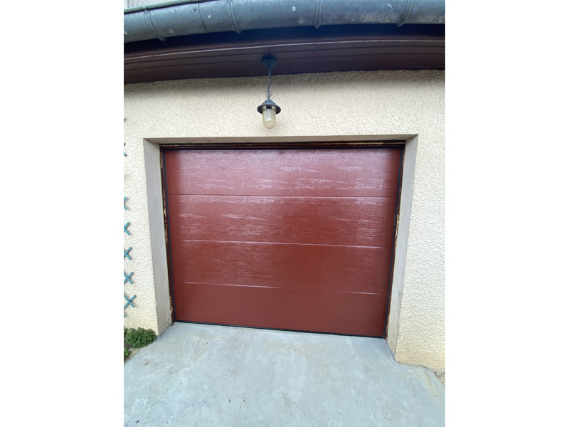 porte de garage sectionnelle brun rouge