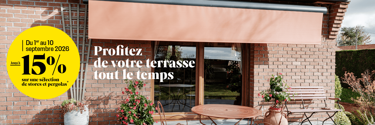 Promo -15% sur les stores et les pergolas
