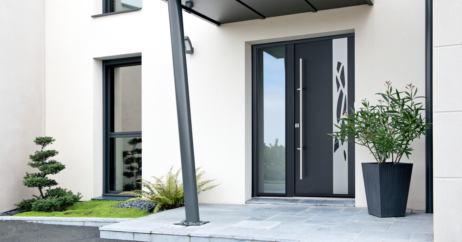 Porte d'entrée moderne en aluminium - Komilfo