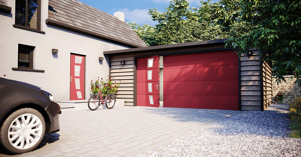 Porte de garage sectionnelle avec portillon