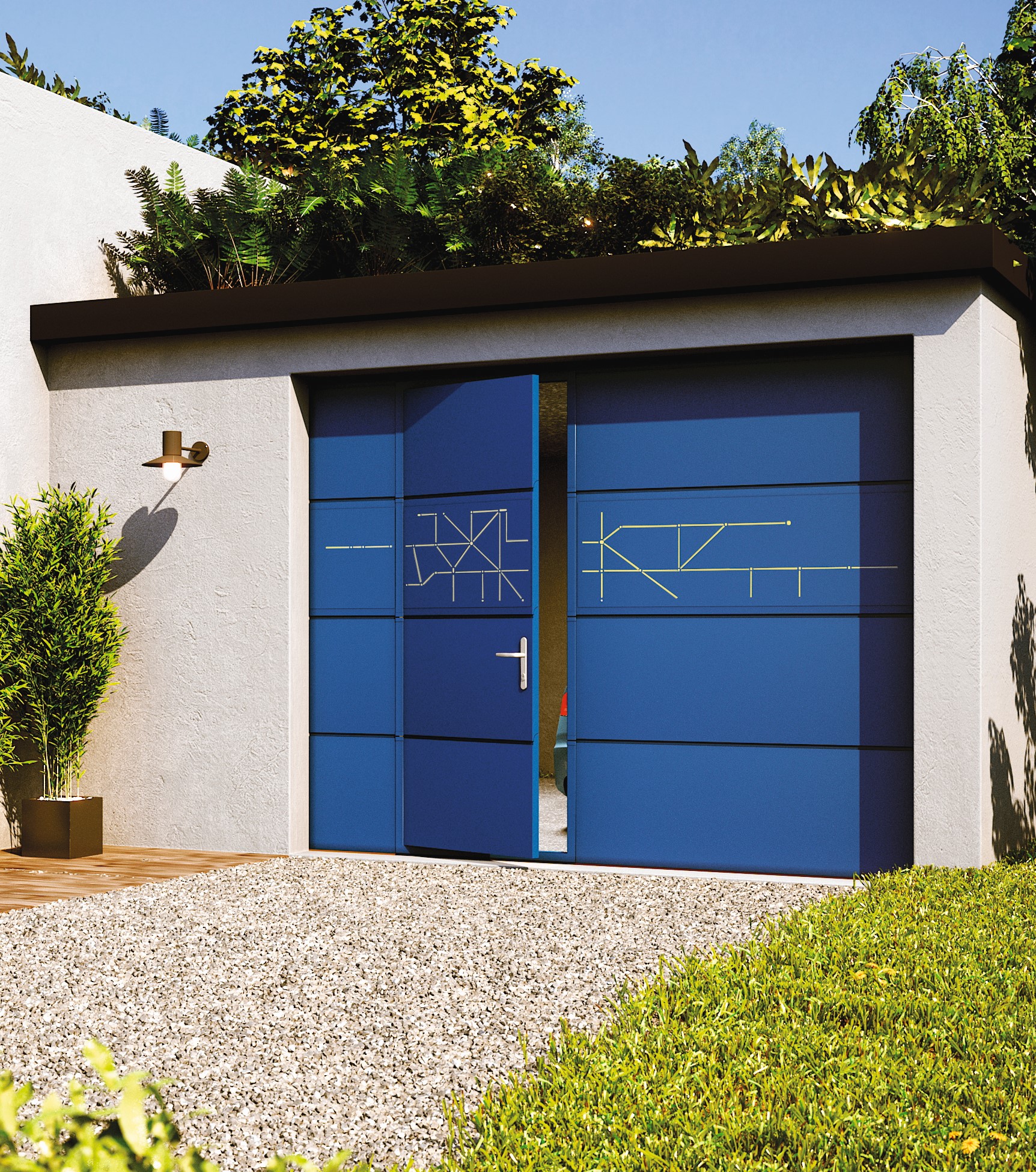 La porte de garage sectionnelle avec portillon pour prendre soin de votre voiture - Komilfo