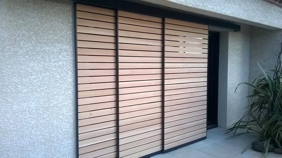 Volet coulissant bois red cedar aluminium 34 clermont l'hérault montpellier