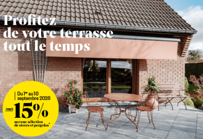 Promo -15% sur les stores et les pergolas