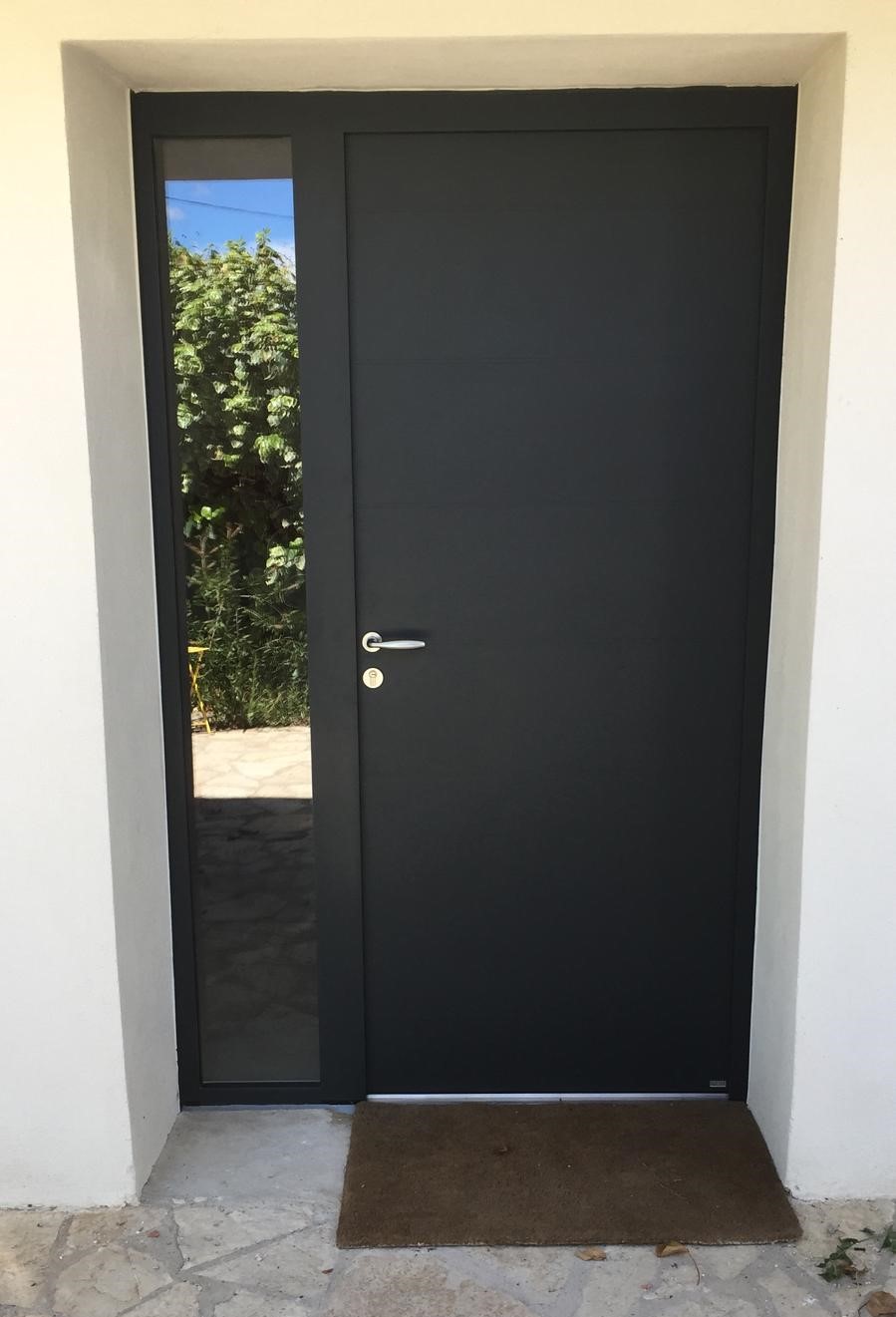 Porte d'entrée aluminium Belm gris anthracite RAL 7016